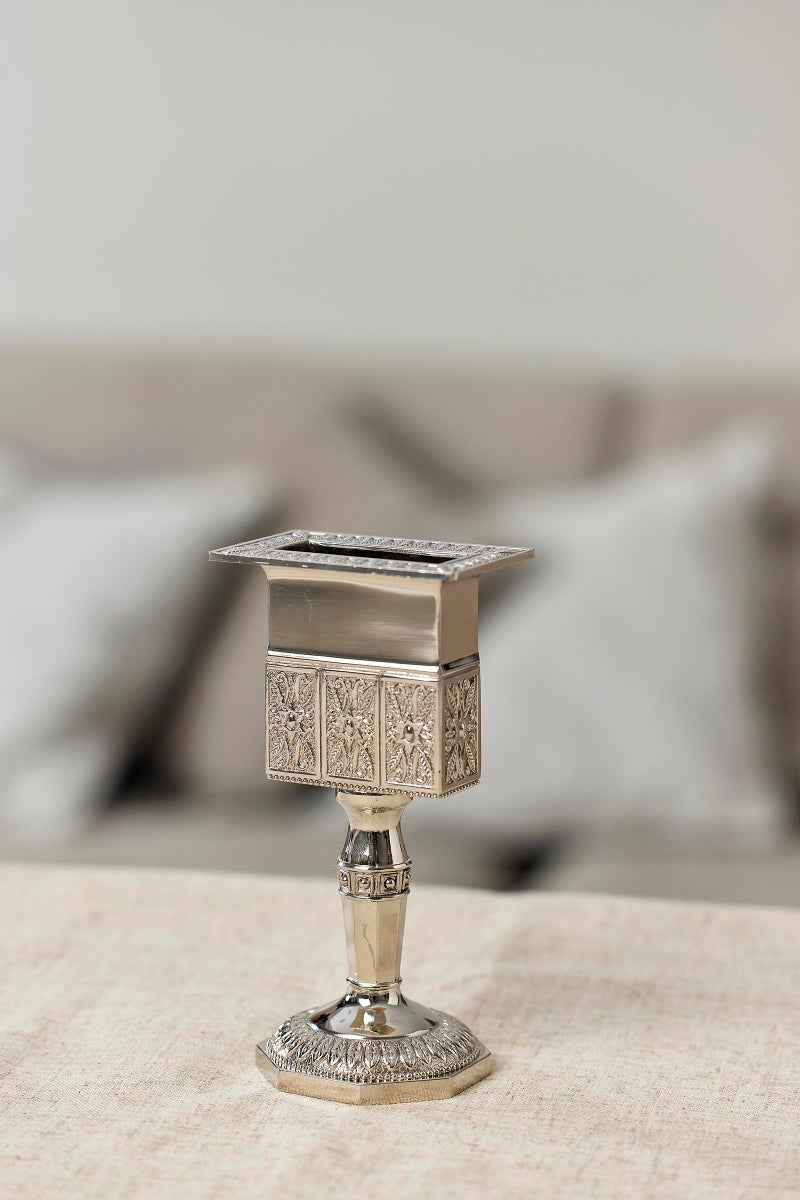 MASORET Nickel Havdalah Candle Holder 5.6 Inches Octagon Havdalah Candle Holder, Elegant Jewish Hanukkah Candleholder Stand - Image 3